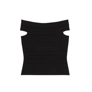 REISS Alessia Bardot Open Knit Top